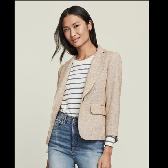 Veronica Beard Schoolboy Dickey Blazer Jacket Beige Size 16